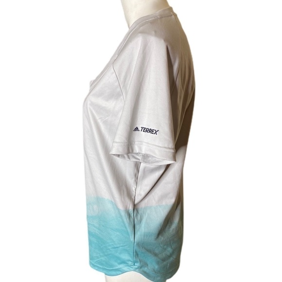 Adidas Terrex Short Sleeve Gun Metal Gray/Blue Ocean Waves Size L - Picture 3 of 7